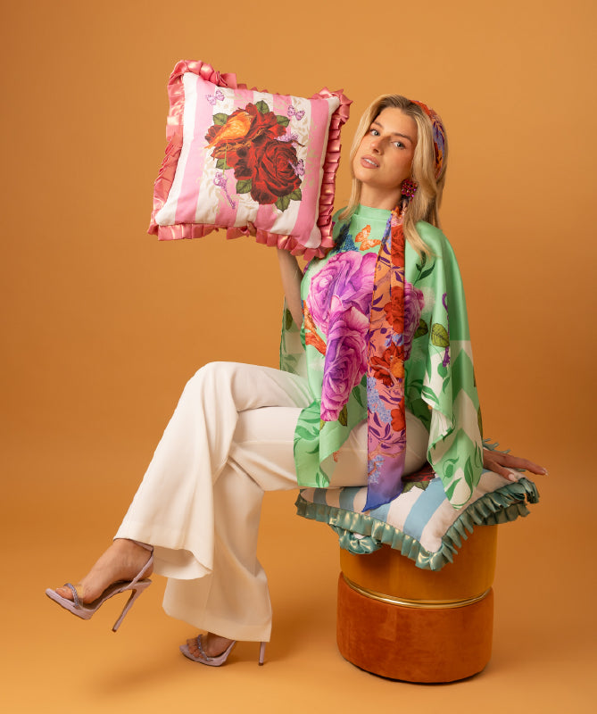 Fairytales on silk top in Pistachio Green