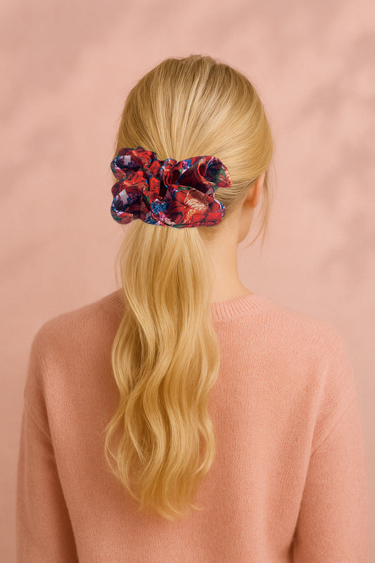 My Grannies Garden Silk Scrunchie