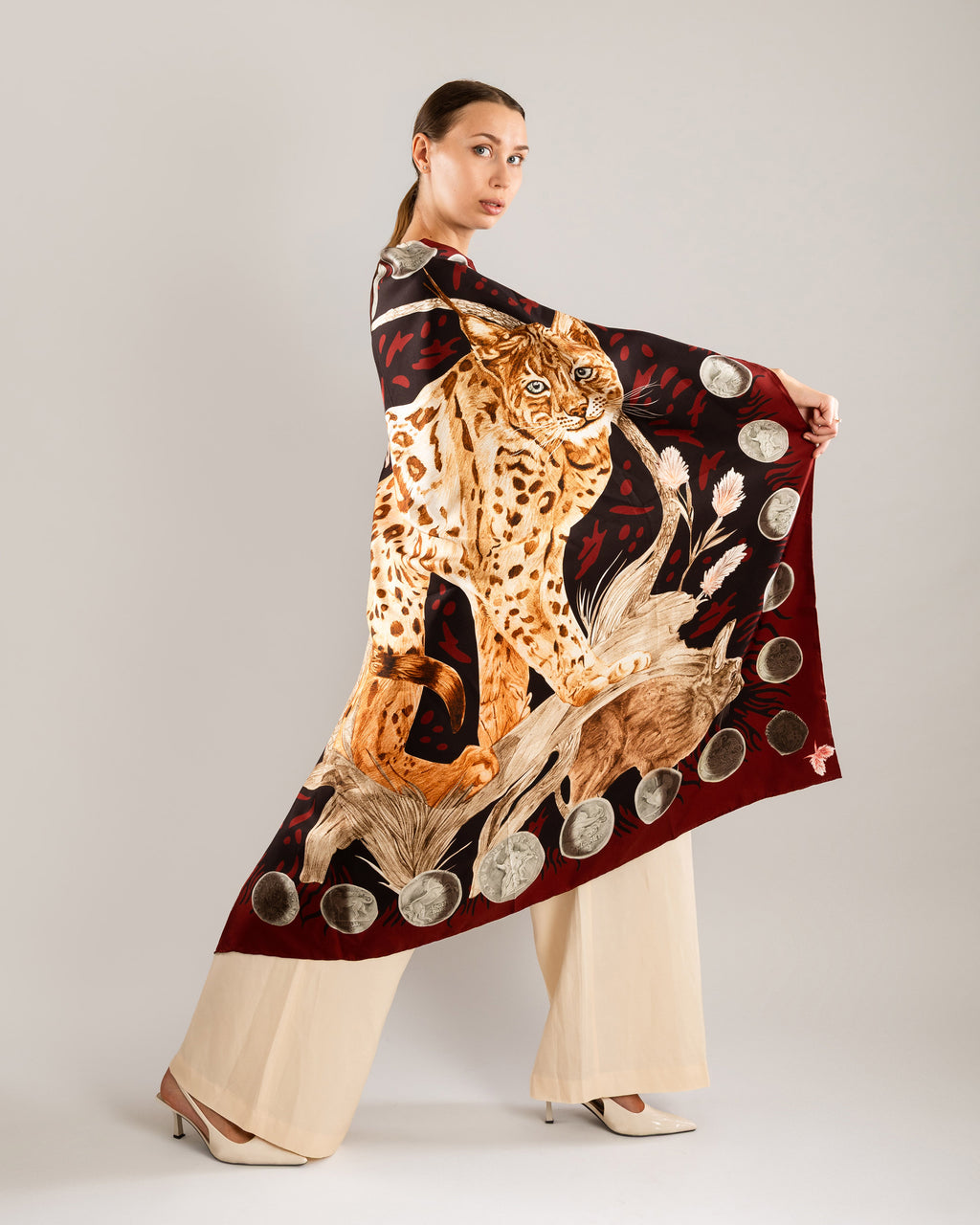 The Original Celtic Tiger — Nocturne Burgundy Silk Scarf