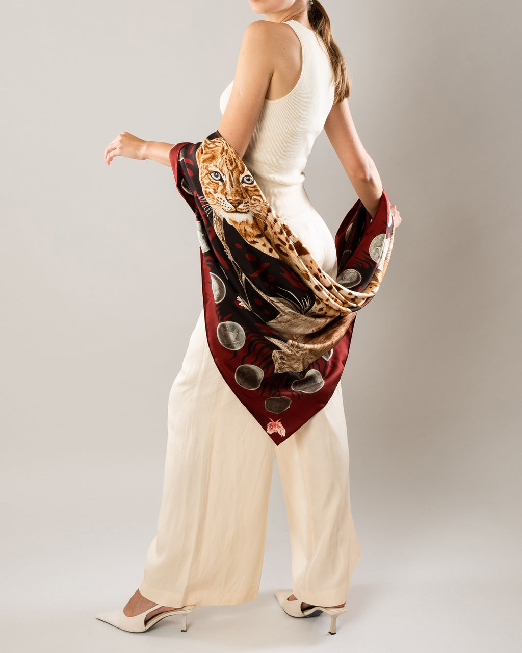 The Original Celtic Tiger — Nocturne Burgundy Silk Scarf