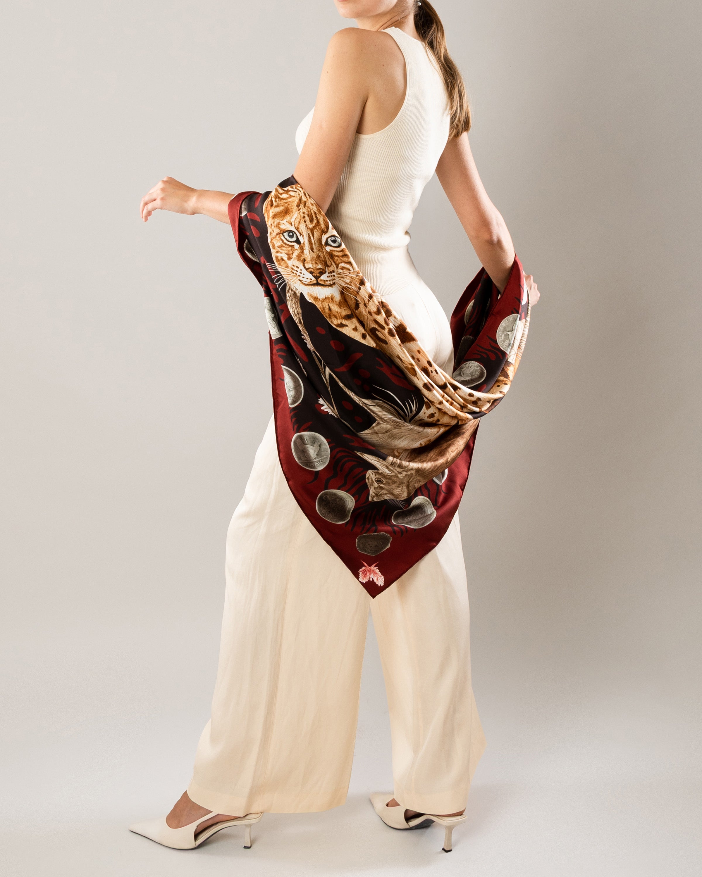 The Original Celtic Tiger — Nocturne Burgundy Silk Scarf