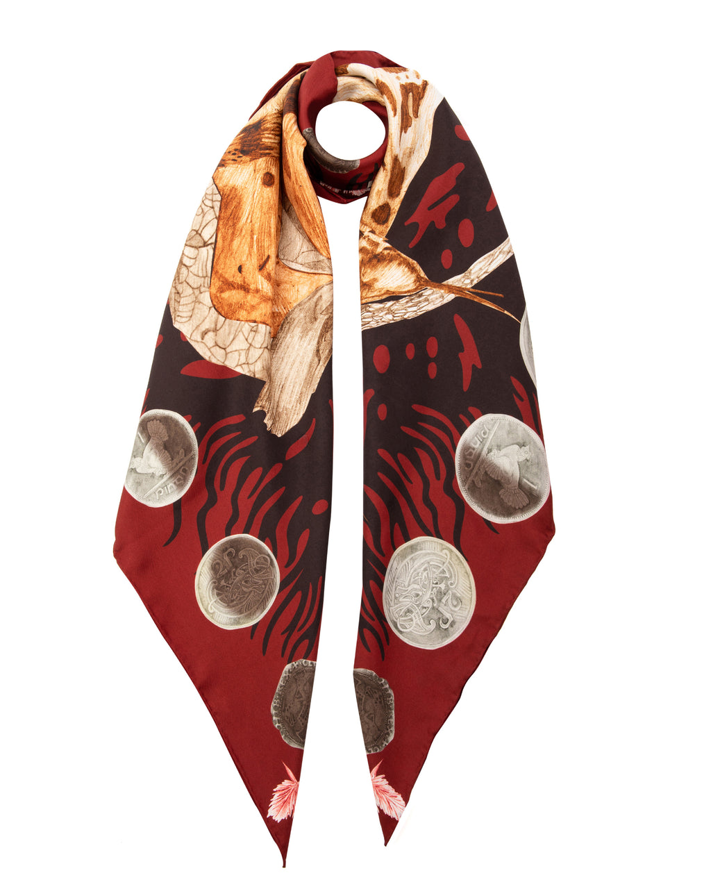 The Original Celtic Tiger — Nocturne Burgundy Silk Scarf
