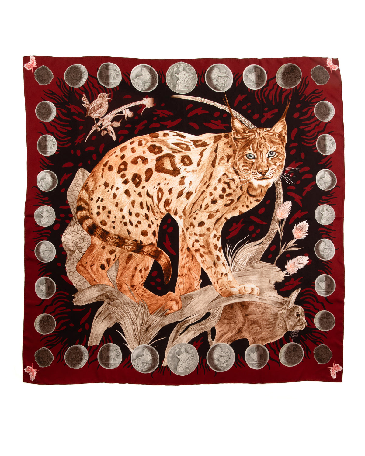 The Original Celtic Tiger — Nocturne Burgundy Silk Scarf
