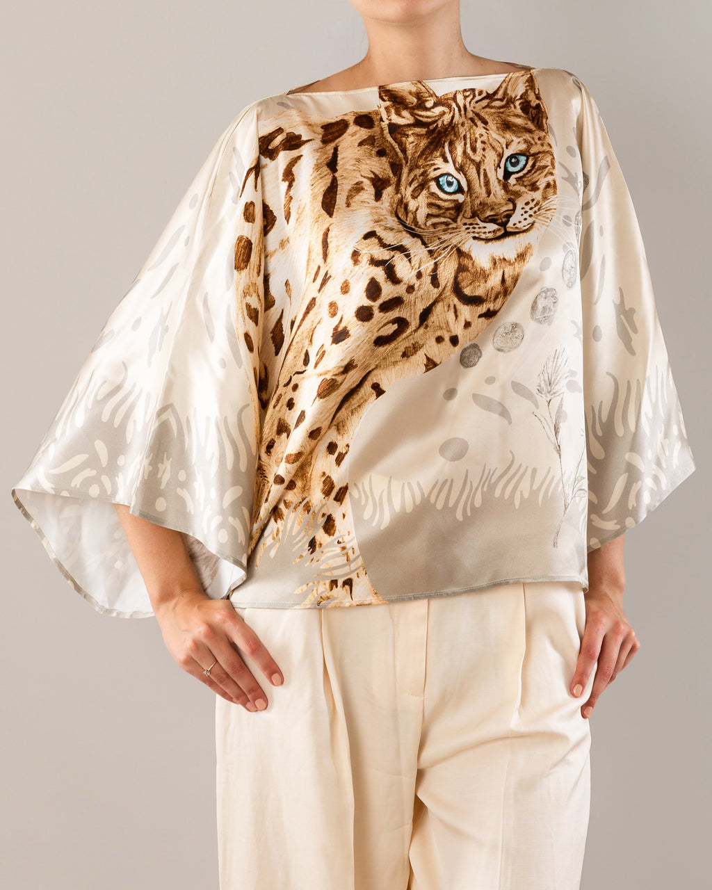 The Original Celtic Tiger — Beige Silk Top