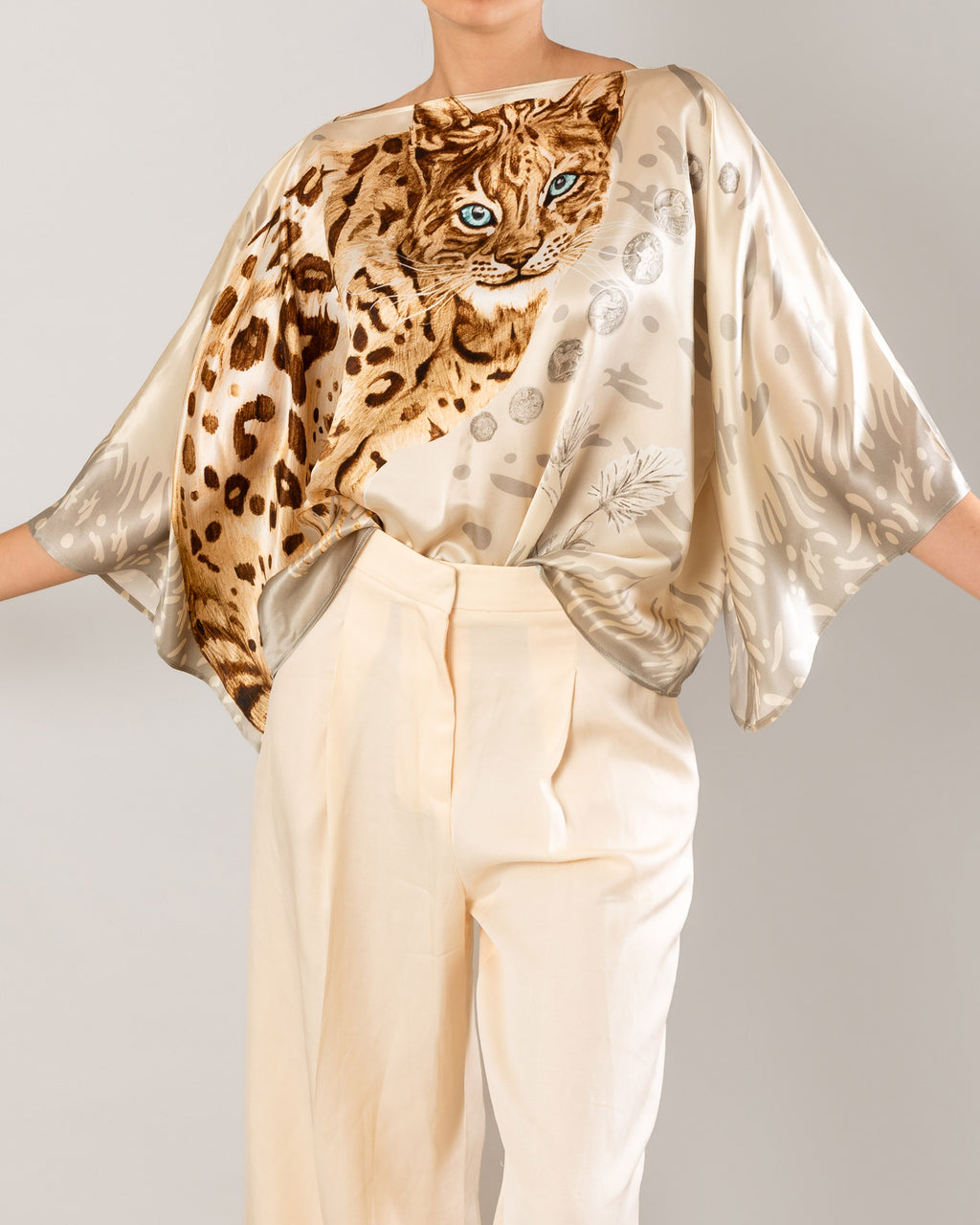 The Original Celtic Tiger — Beige Silk Top