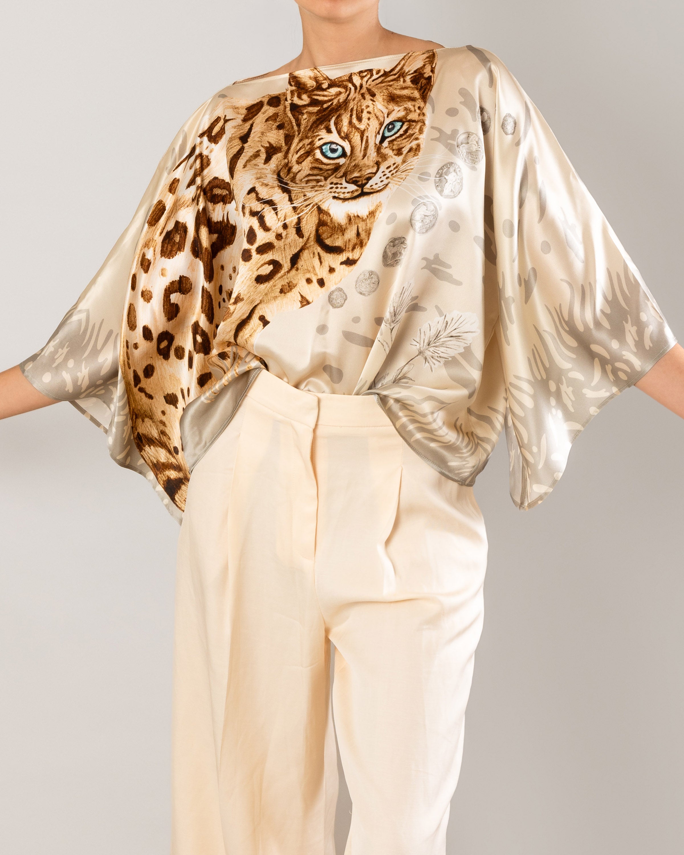The Original Celtic Tiger — Beige Silk Top