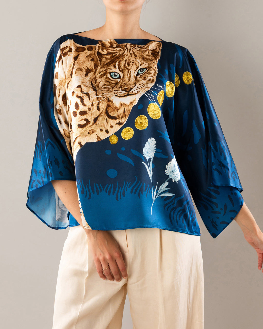 The Original Celtic Tiger — Teal Silk Top