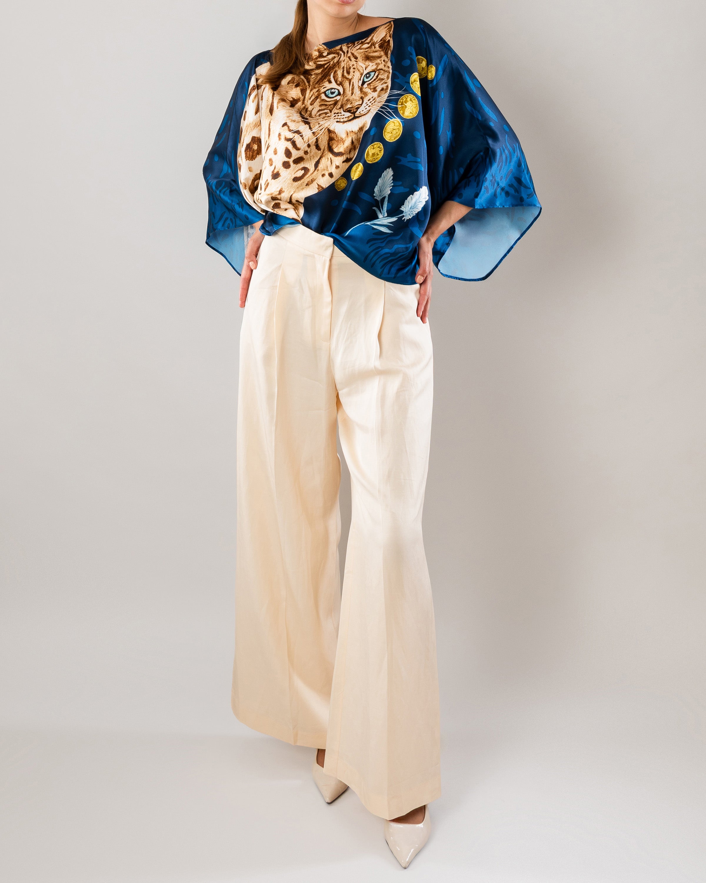 The Original Celtic Tiger — Teal Silk Top