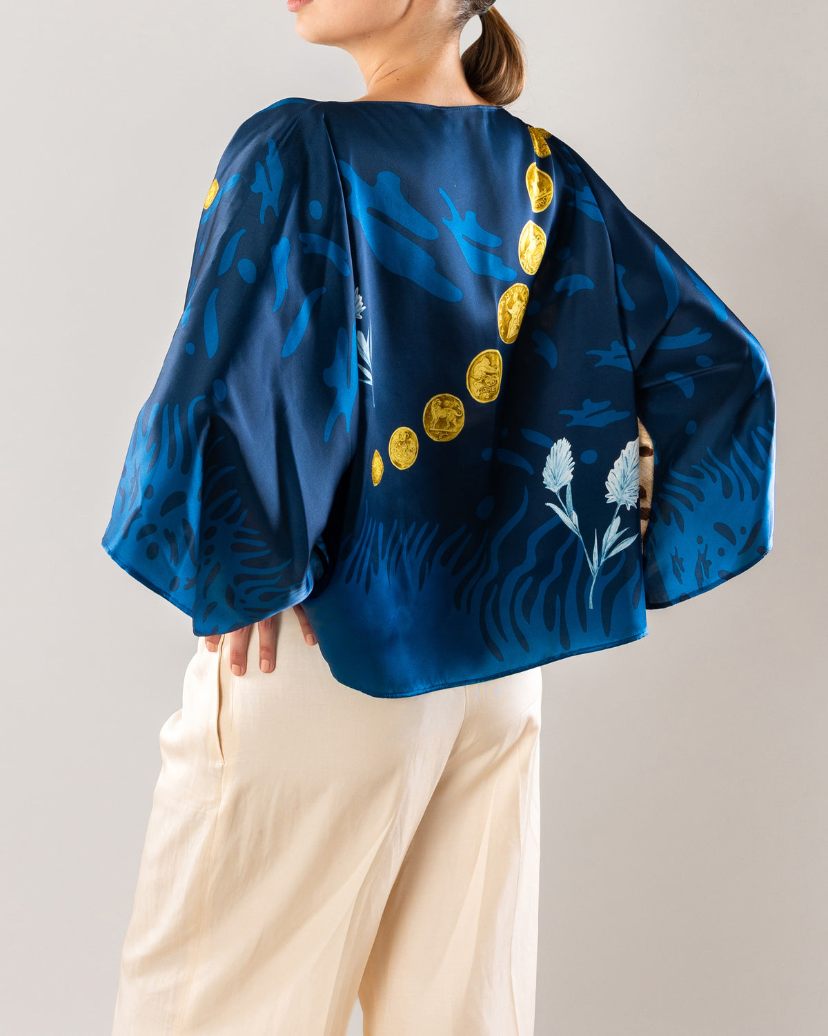 The Original Celtic Tiger — Teal Silk Top