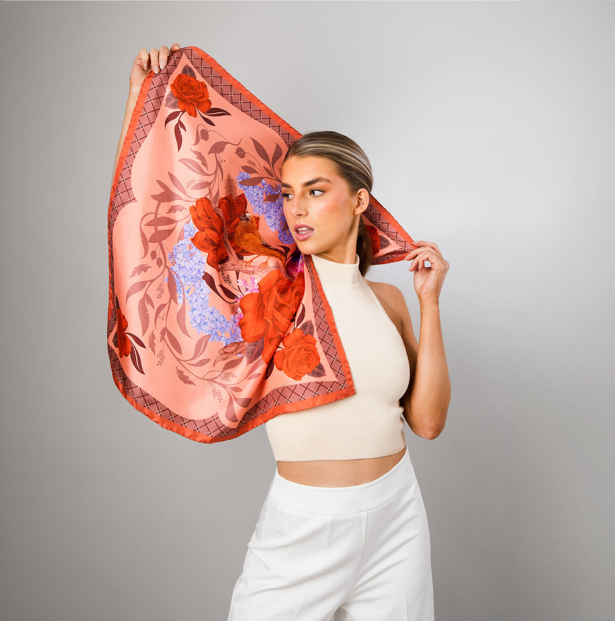 Darling Peach Josephine Silk Scarf