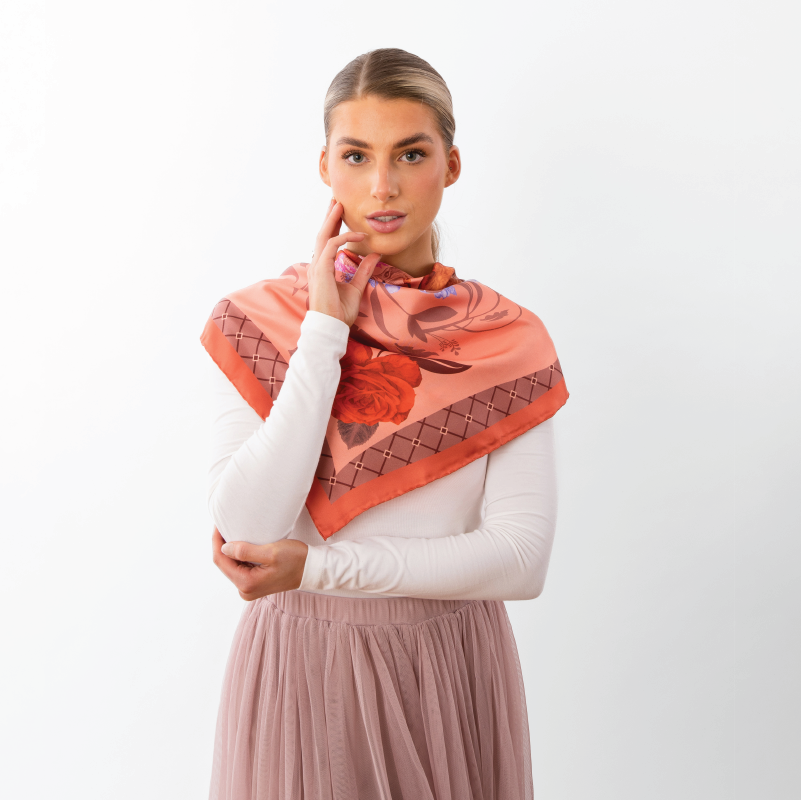 Darling Peach Josephine Silk Scarf