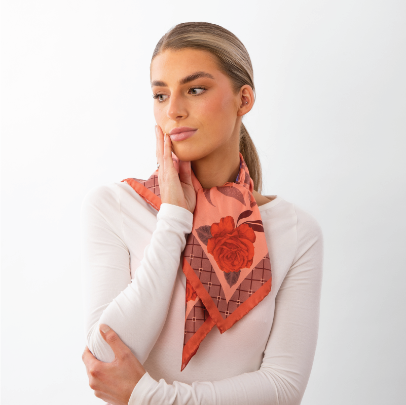 Darling Peach Josephine Silk Scarf (Small)